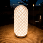 LED Table Lamp for Bedroom Living Room Decor, Modern Diamond Pattern Ambient Night Light, Rechargeable Decorative Desk Lamp for Home Office Cafe Restaurant, Minimalist Mood Lighting Gift for Kids Adults - Image 2