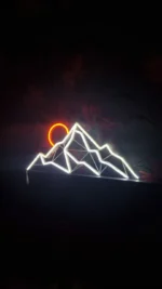 Modern Mountain Neon Wall Light – Geometric LED Night Lamp for Room Décor