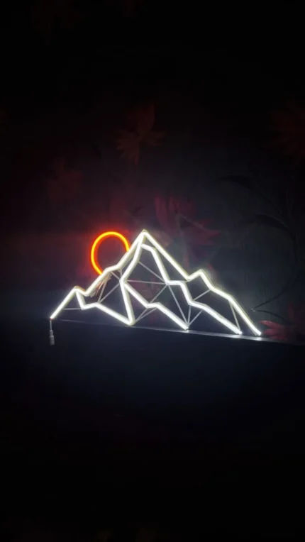 Modern Mountain Neon Wall Light – Geometric LED Night Lamp for Room Décor