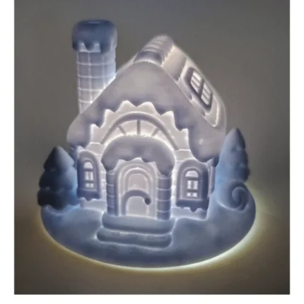 Winter Cottage LED Night Lamp | Decorative Ambient Light for Bedroom and Home Decor