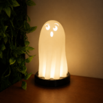 Cute Ghost Shape LED Night Lamp for Bedroom Decor, Halloween Decorative Bedside Lamp, Minimal Modern Ambient Desk Light for Home Office Cafe Gift