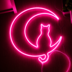 Moon Cat Neon Light 3D Printed Wall Decor | LED Crescent Moon Cat Neon Sign for Bedroom Gaming Room Cafe Home Decor | Modern Acrylic LED Night Light for Kids Teens Cat Lovers Gift - Image 3