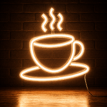 Neon Coffee Cup LED Wall Sign for Cafe Coffee Shop Home Kitchen Restaurant Bar Decor Modern Hanging Neon Light for Coffee Lovers Gift and Interior Decoration