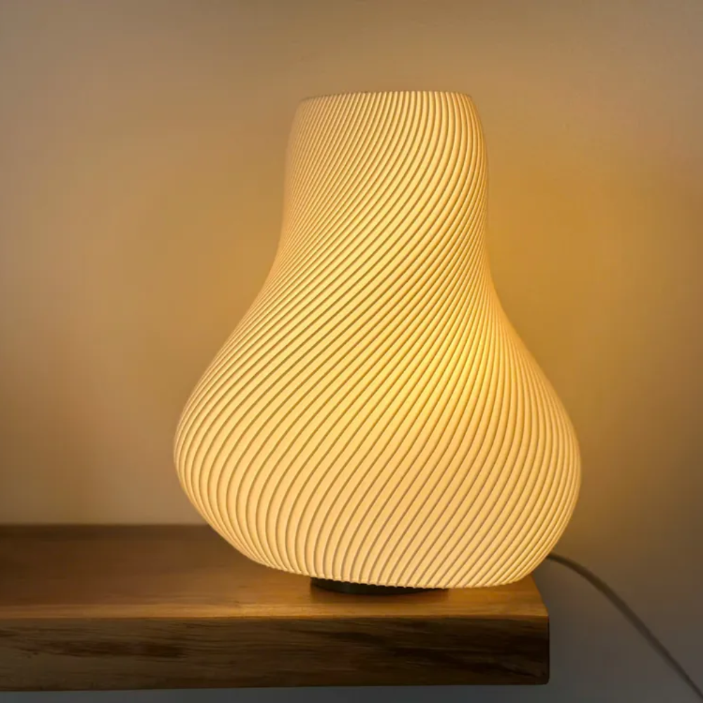 6cm (8) Elyra Spiral Designer Table Lamp for Bedroom Living Room Home Decor Warm White Ambient Light Modern 3D Printed Bedside Night Lamp for Office Desk Café Gift Decoration - Image 1