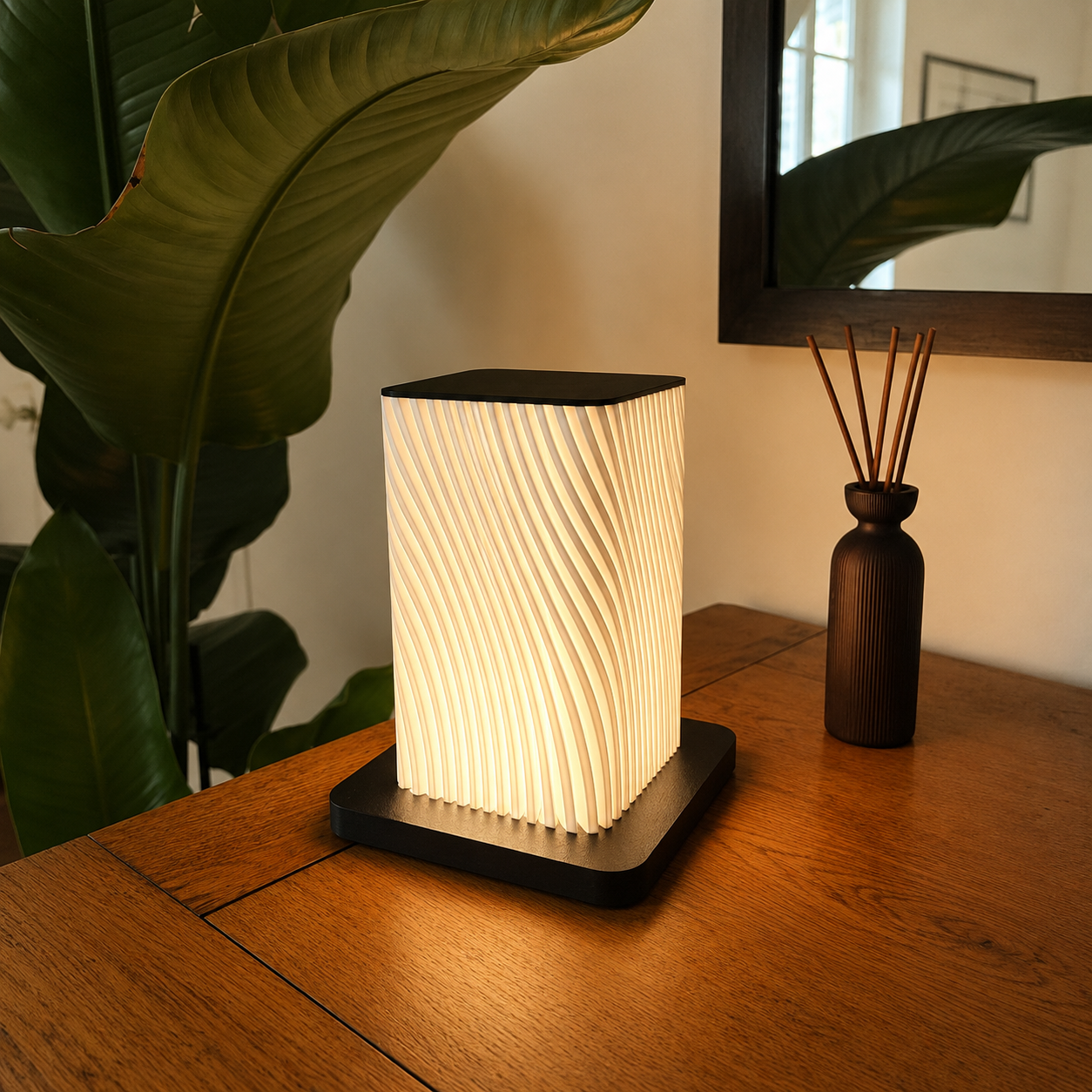 933a1880-33ad-4775-a05b-c95976dd9dae Designer Mood Lamp for Bedroom Living Room Office Desk Decor Warm White LED Ambient Table Lamp Modern Wavy Pattern Night Light Decorative Gift for Home Café Studio - Image 1