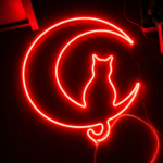 Moon Cat Neon Light 3D Printed Wall Decor | LED Crescent Moon Cat Neon Sign for Bedroom Gaming Room Cafe Home Decor | Modern Acrylic LED Night Light for Kids Teens Cat Lovers Gift - Image 4