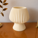Modern Mushroom Table Lamp for Bedroom Living Room Desk Decor – Minimalist Pleated Night Lamp with Soft Ambient Light – Contemporary Decorative Bedside Lamp for Home Office Cafe Gift