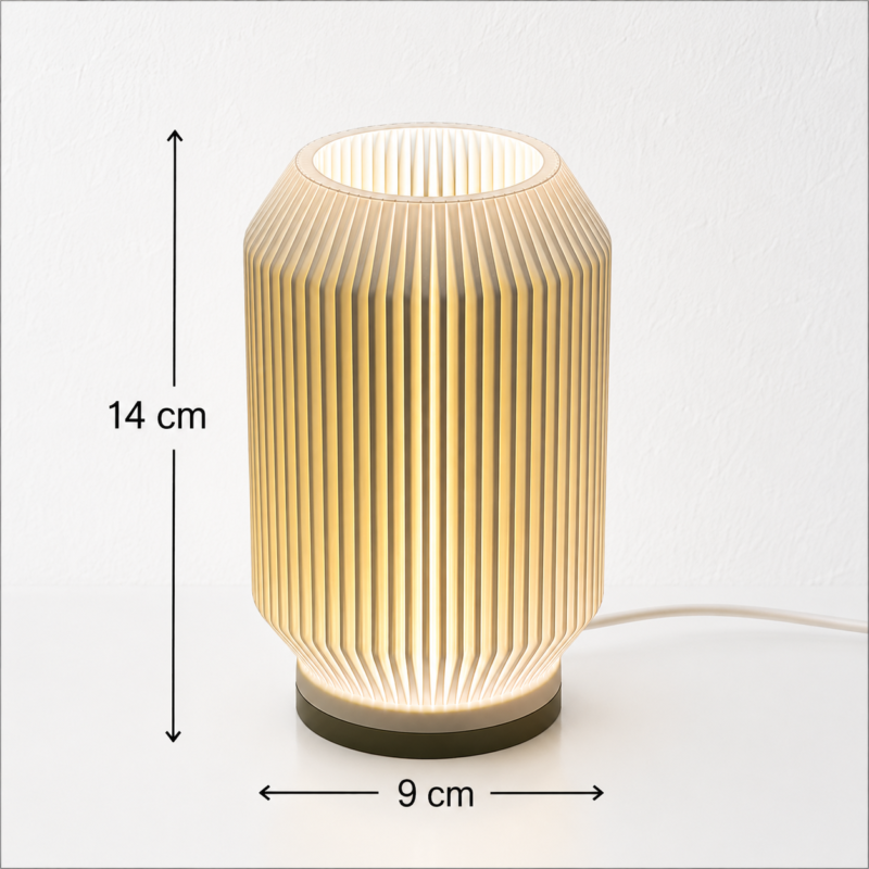 Modern 3D Printed Pleated Table Lamp | Minimalist LED Night Lamp for Bedroom, Living Room & Office Decor