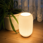 Modern Ribbed 3D Printed Table Lamp | LED Bedside Night Light for Home & Office Decor