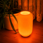Modern Ribbed 3D Printed Table Lamp | LED Bedside Night Light for Home & Office Decor