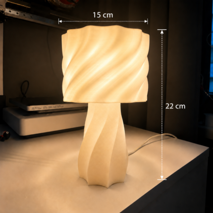 Modern Spiral Table Lamp for Bedroom Living Room | 3D Printed Decorative Night Lamp | Minimalist Bedside Desk Lamp for Home Office Café Decor