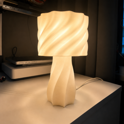 Modern Spiral Table Lamp for Bedroom Living Room | 3D Printed Decorative Night Lamp | Minimalist Bedside Desk Lamp for Home Office Café Decor