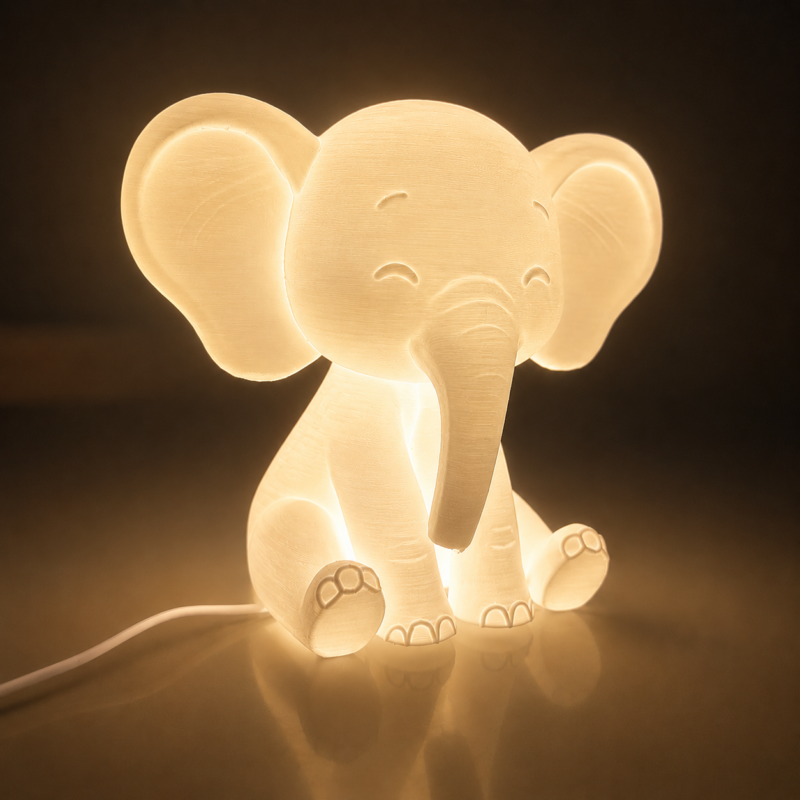 Cute Elephant LED Night Lamp for Kids Room Decor | Animal Table Lamp | Kawaii Bedside Light for Bedroom, Nursery & Gifts