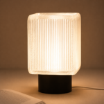 Modern Ribbed LED Table Lamp for Bedroom Decor | Minimalist Bedside Lamp | Contemporary Ambient Desk Light for Home & Office