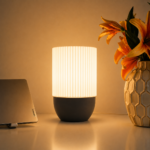 Modern Ribbed Table Lamp – Minimalist Bedside Night Light for Bedroom & Office