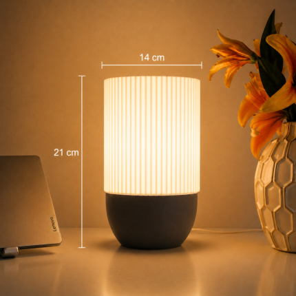 Modern Ribbed Table Lamp – Minimalist Bedside Night Light for Bedroom & Office