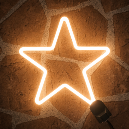 Star LED Neon Wall Light | Star Shape Neon Sign for Bedroom Gaming Room Cafe Decor