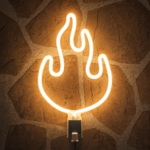 Fire Flame LED Neon Wall Light | Flame Shape Neon Sign for Bedroom Gaming Room Cafe Decor