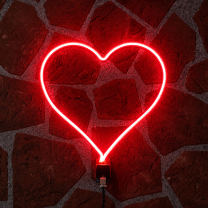 Modern LED Neon Heart Wall Light | Creative Heart Shape Neon Sign for Room Decor, Cafe, Bedroom & Office
