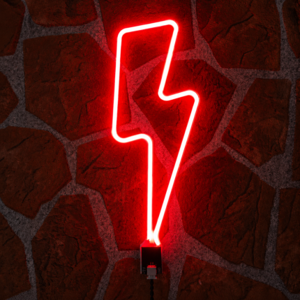 Modern LED Neon Lightning Bolt Wall Light | Creative Thunder Shape Neon Sign for Room Decor, Cafe, Bedroom & Office