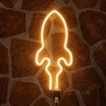 Modern LED Neon Rocket Wall Light | Creative Rocket Shape Neon Sign for Room Decor, Cafe, Bedroom & Office
