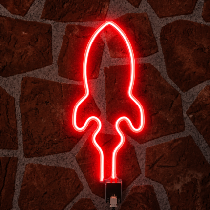 Modern LED Neon Rocket Wall Light | Creative Rocket Shape Neon Sign for Room Decor, Cafe, Bedroom & Office
