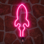 Modern LED Neon Rocket Wall Light | Creative Rocket Shape Neon Sign for Room Decor, Cafe, Bedroom & Office