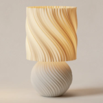 Modern 3D Printed Spiral Table Lamp for Bedroom Living Room Office Decor – Minimalist Wavy Bedside Night Lamp – Contemporary Decorative Desk Light for Home Gifting and Interior Decoration