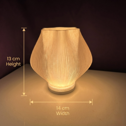 Modern vase style 3D printed LED table lamp for bedroom, bedside, office, living room, cafes, and aesthetic home decor interiors.
