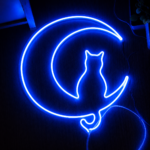Moon Cat Neon Light 3D Printed Wall Decor | LED Crescent Moon Cat Neon Sign for Bedroom Gaming Room Cafe Home Decor | Modern Acrylic LED Night Light for Kids Teens Cat Lovers Gift - Image 2