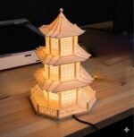 Japanese Pagoda Style LED Table Lamp for Home Decor Night Light Decorative Asian Temple Lamp 3D Printed Desk Lamp for Bedroom Living Room Office Gift Item