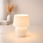 Modern Warm White Table Lamp for Bedroom Living Room Desk Decor Ribbed Minimalist LED Night Lamp Decorative Bedside Lamp for Home Office Café Gift