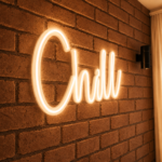 Chill Neon LED Wall Sign for Bedroom Decor Warm White Acrylic Neon Light USB Powered Aesthetic Room Decoration for Home Cafe Bar Gaming Setup Gift
