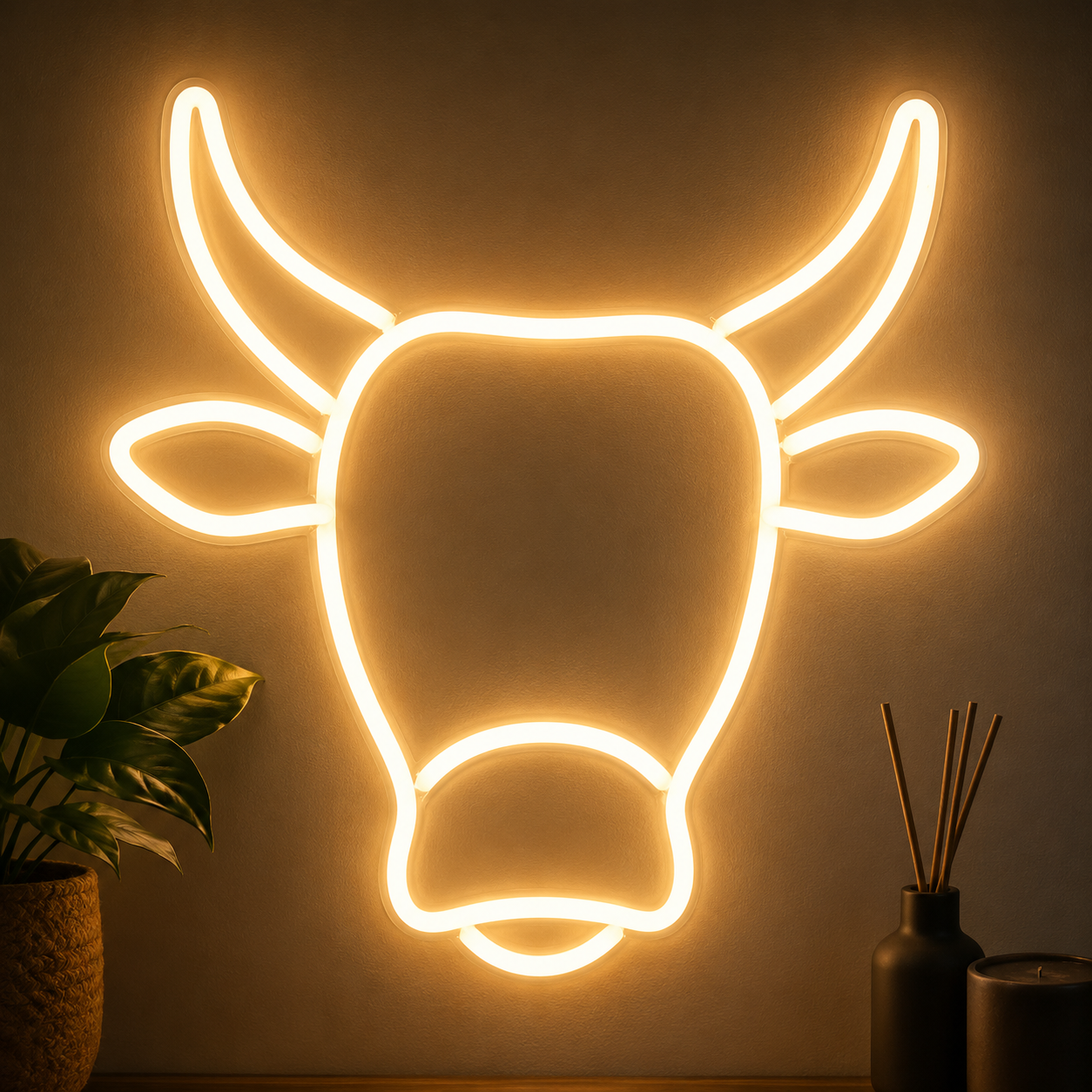 fa96643b-8391-4b29-843e-6a2f9bc07791 LED Neon Cow Bull Head Wall Sign for Bedroom Gaming Room Bar Cafe Decor Acrylic LED Neon Light Wall Hanging Aesthetic Home Decoration Gift - Image 1
